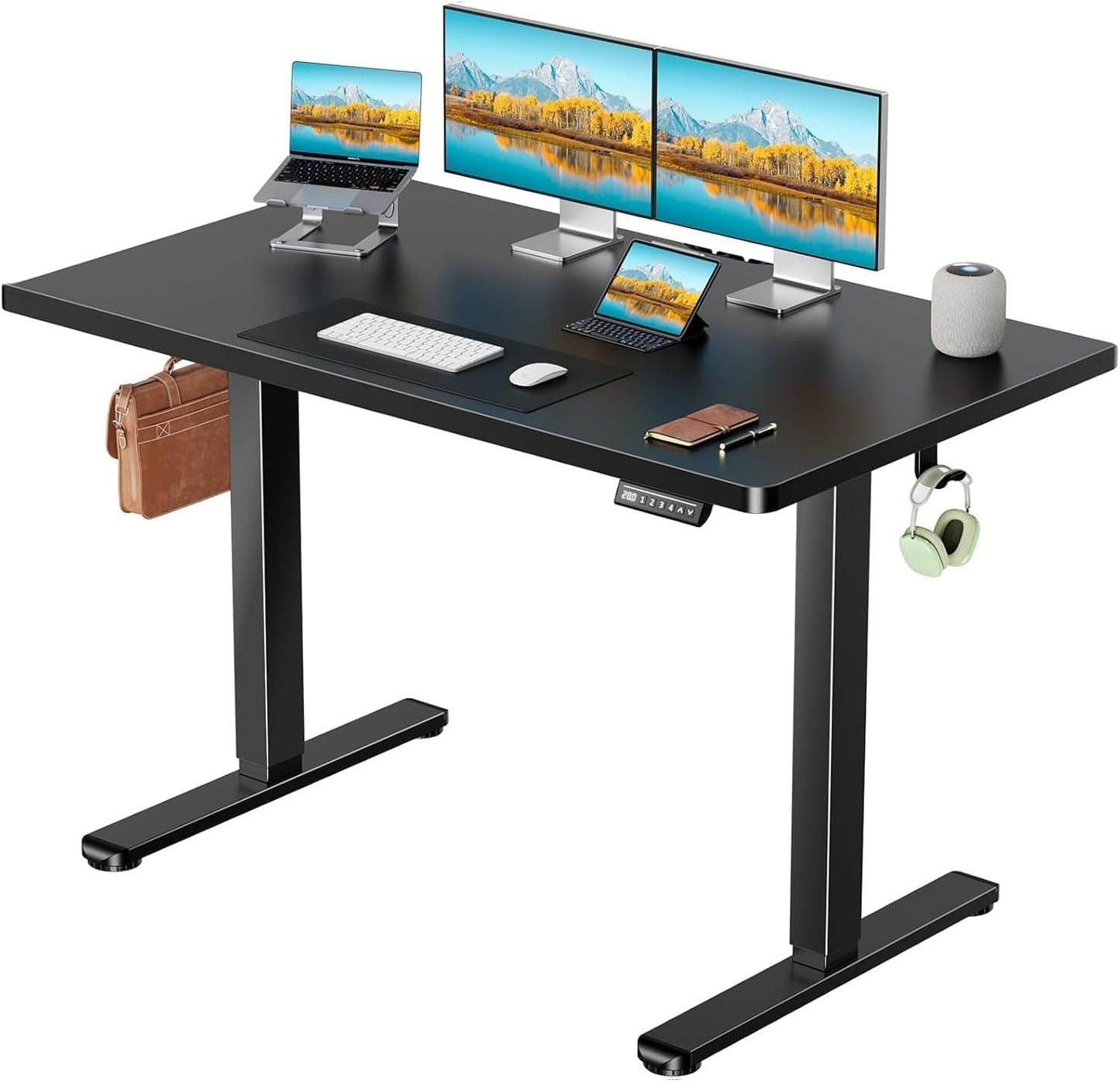 Marsail Electric Standing Desk with One-Piece Desktop,48 x 24 Height Adjustable Office Gaming Computer Desk with Deeper Tabletop,Home Office Stand up Desk with 4 Memory Presets, Table for Bedroom