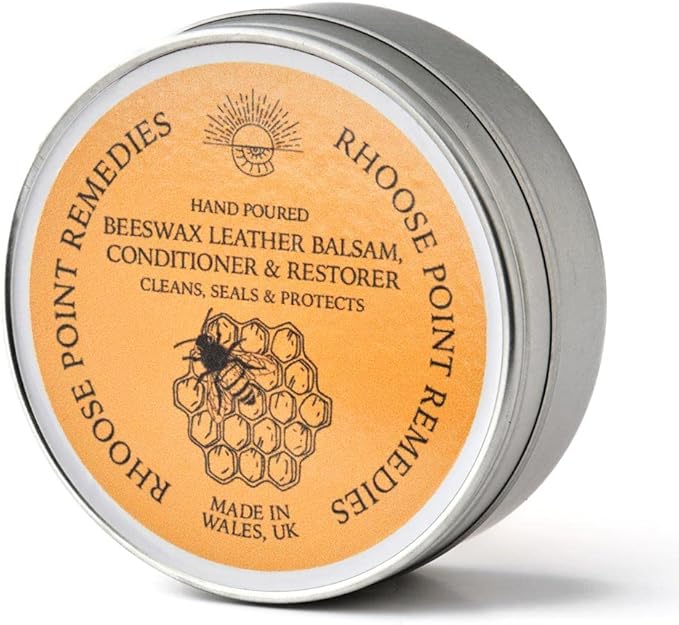 Premium Beeswax Leather Conditioner & Balm – Hand-Poured Natural Restorer for Boots, Bags, Jackets, Furniture, Car Seats & More – Cleans, Conditions & Protects – 1.0 Fl Oz