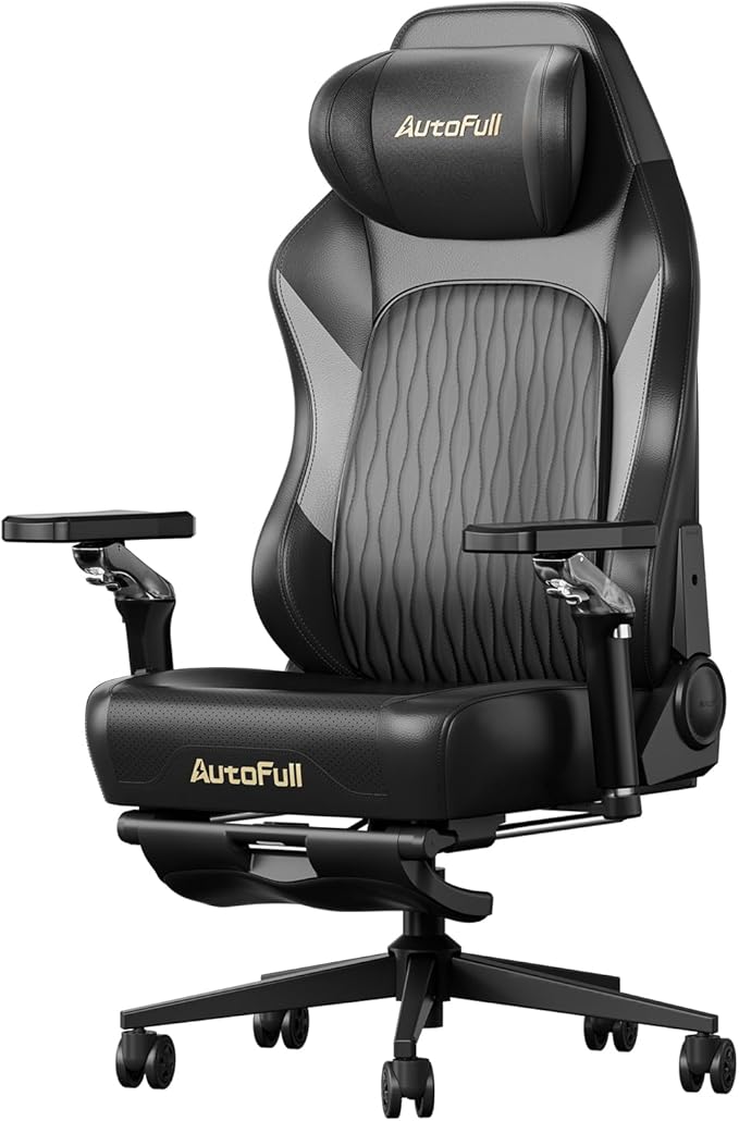 AutoFull M6 Gaming Chair, Ergonomic Office Chair with Ventilated Heating, AUTO Dynamic Tracking Lumbar Support, 6D Adjustable Armrests and Footrest (Black)