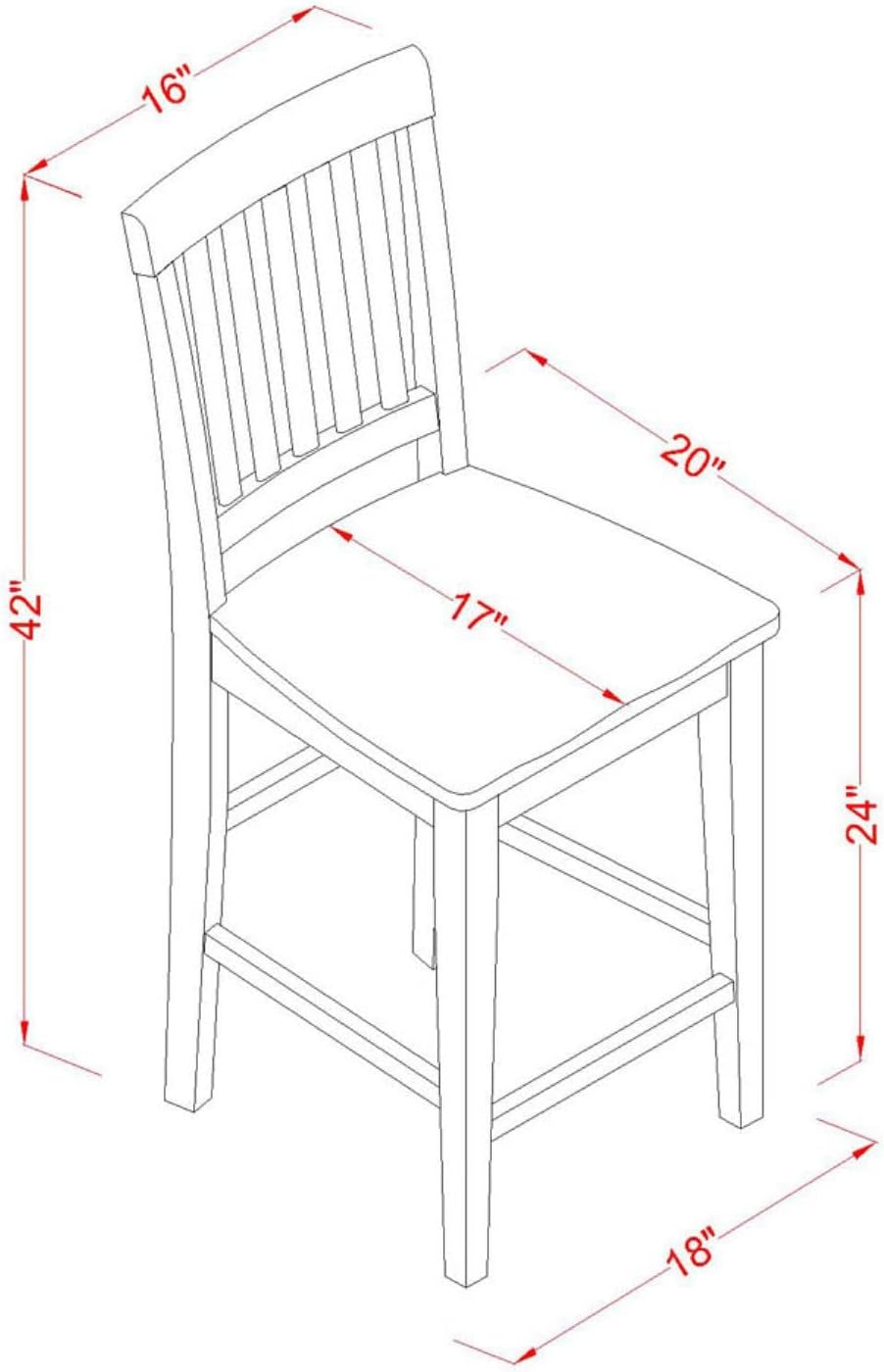 East West Furniture EDVN3-WHI-W 3 Piece Counter Height Dining Table Set Contains a Round Wooden Table with Pedestal and 2 Kitchen Dining Chairs, 30x30 Inch, Buttermilk & Cherry