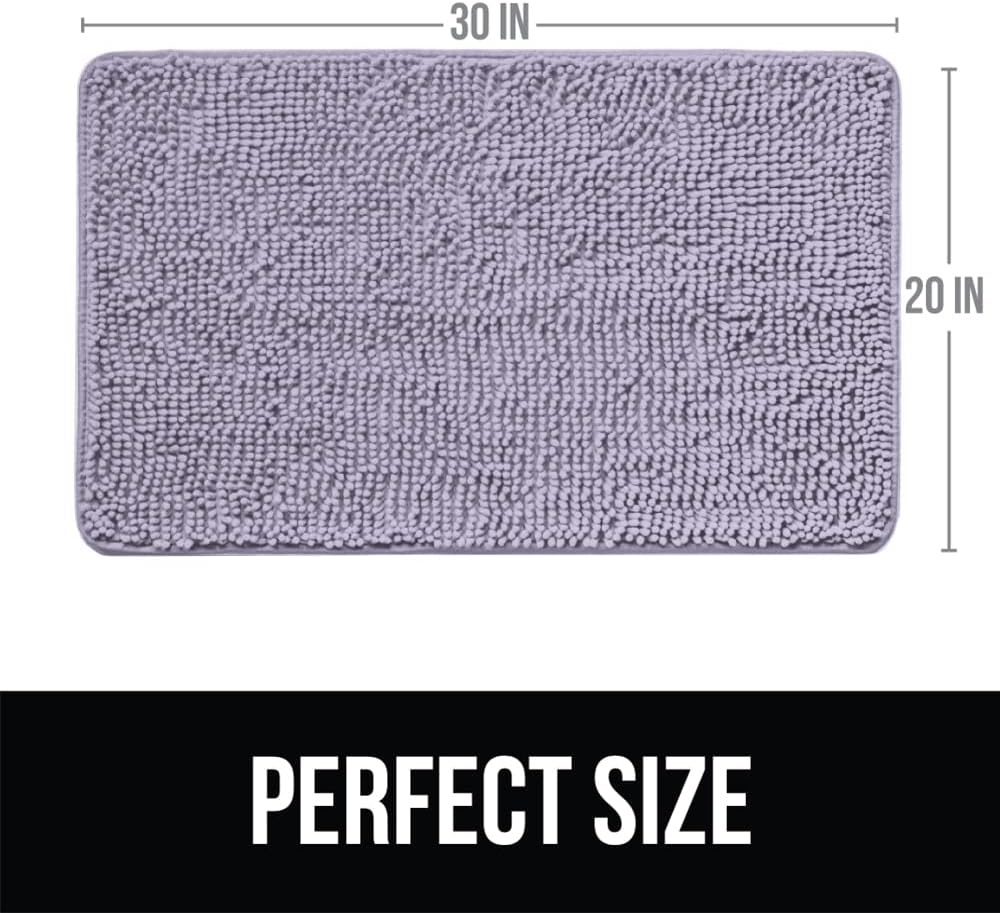 KANGAROO Bathroom Rugs, Chenille Soft Absorbent Bath Rug, Shaggy Shower Mat, Quick Dry Machine Wash Bathmat, Plush Carpet Mats for Tub, Bathtub and Room Home Decor Accessories, 30x20, Light Purple