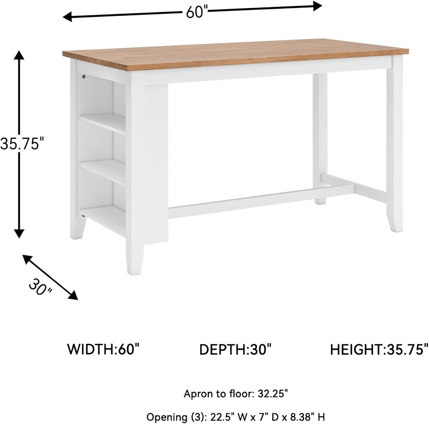 Signature Design by Ashley Gesthaven Farmhouse Counter Height Dining Table with 3 Shelves and Trestle Base, Light Brown & White