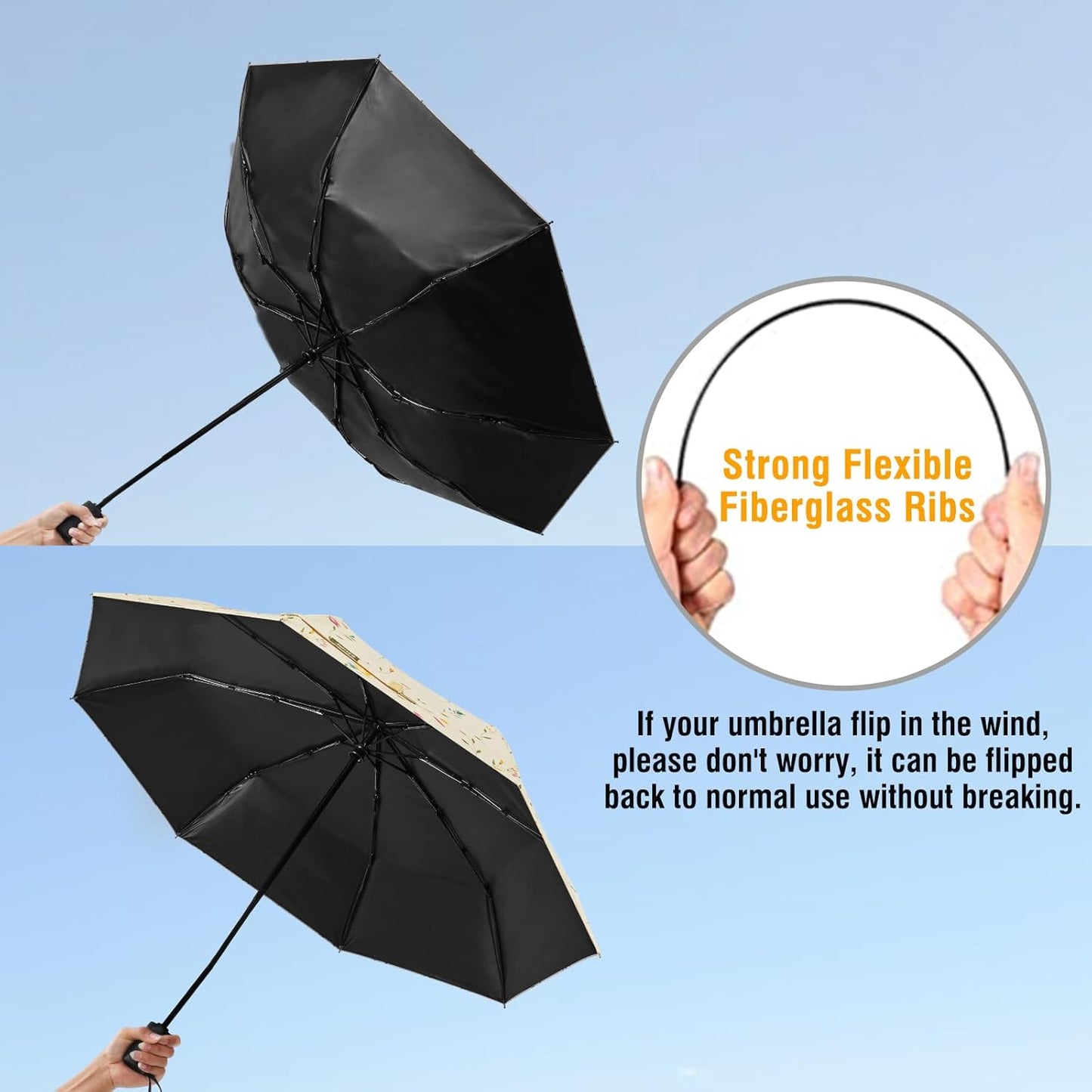 G4Free UPF 50+ UV Protection Large Travel Umbrella 42/46 Inch Auto Open Close Windproof Sun Blocking Umbrella