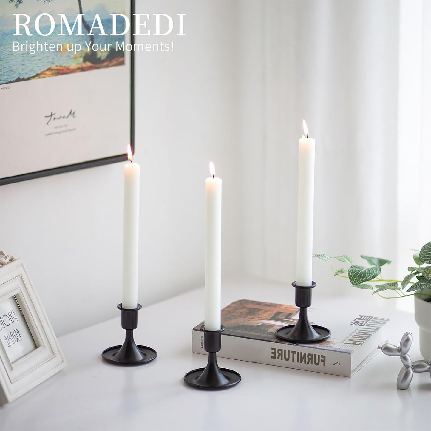 Black Candlestick Candle Holders for Taper ：6 PCS Romadedi Candle Stick Holder Set Vintage Table Centerpiece Halloween Decoration Wedding Christmas Fireplace Mantel Home Deocr