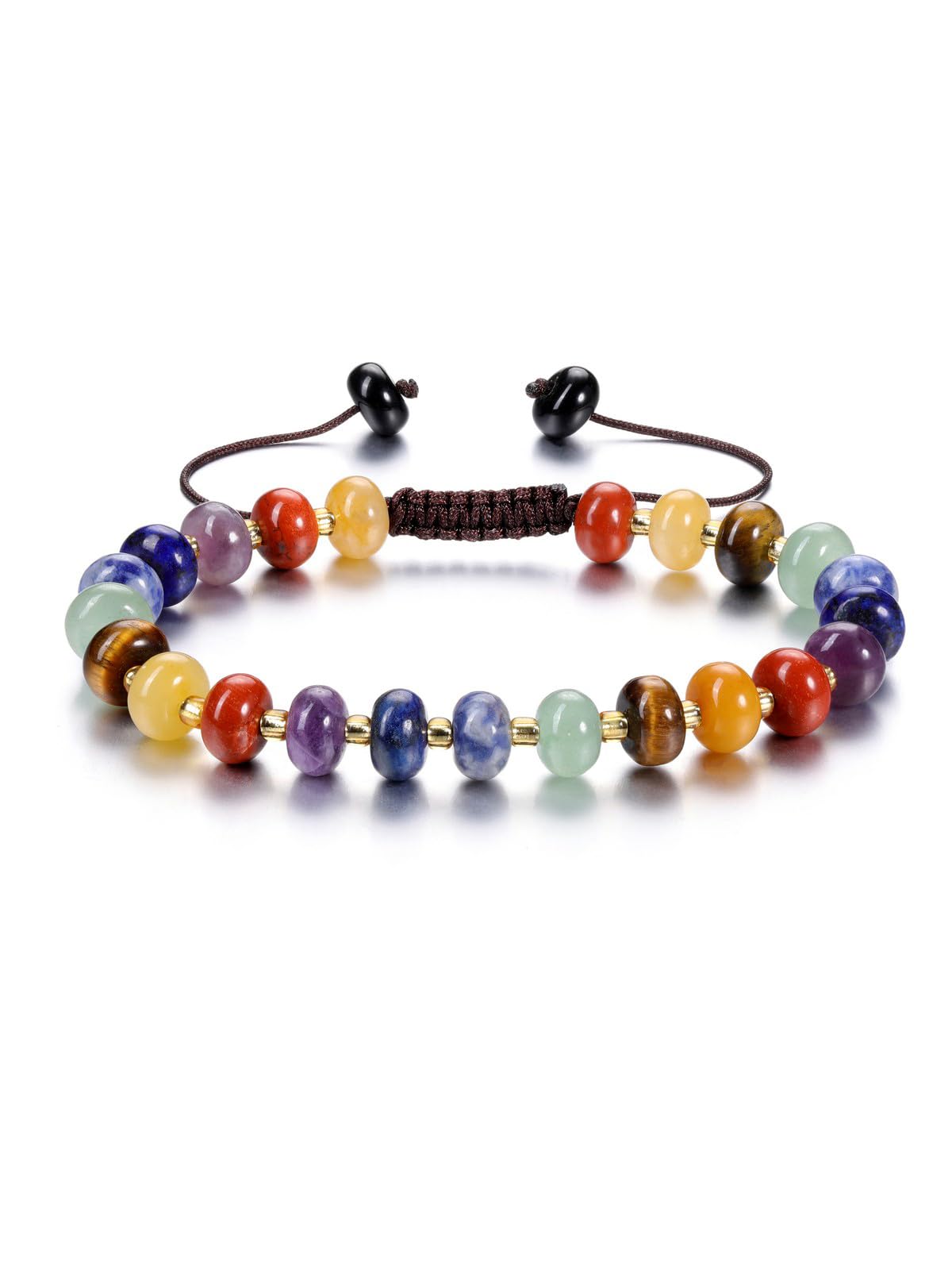 CrystalTears Chakra Crystal Gemstone Beaded Bracelet for Women, Womens 7 Chakra Stone Bead Bracelets, Adjustable Trendy Handmade Surfer Summer Beach Jewelry Gifts for Women