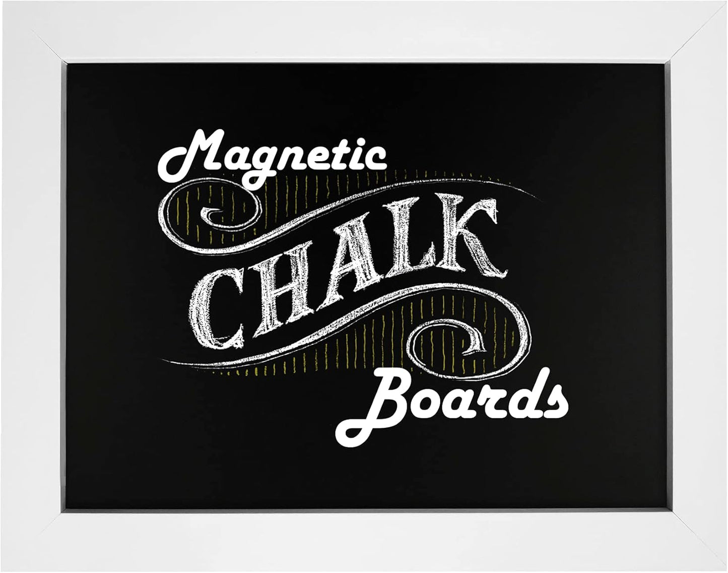 Loddie Doddie Magnetic Chalkboard Sign - 11" x 14" White Frame - Magnetic Wall Board & Magnet Display for Photos - Easy-Erase Chalkboard Message Center