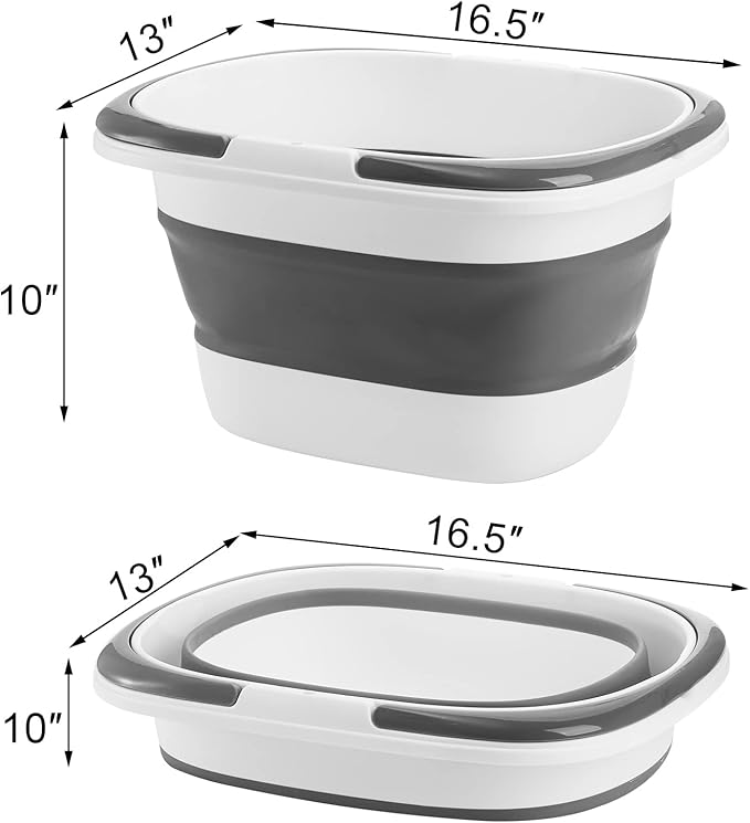 Coloch 2 Pack 16L/4.2 Gallon Collapsible Plastic Bucket, Foldable Mop Bucket Laundry Basket with Handle, Portable Water Pail Space-Saving Bucket for House Cleaning, Car Washing, Fishing, Camping