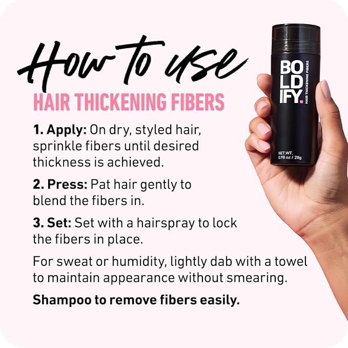 BOLDIFY Hair Fibers (56g) - Fill In Thinning and Fine Hair for an Instantly Fuller, Thicker Look - 14 Shades for Women & Men - Gray
