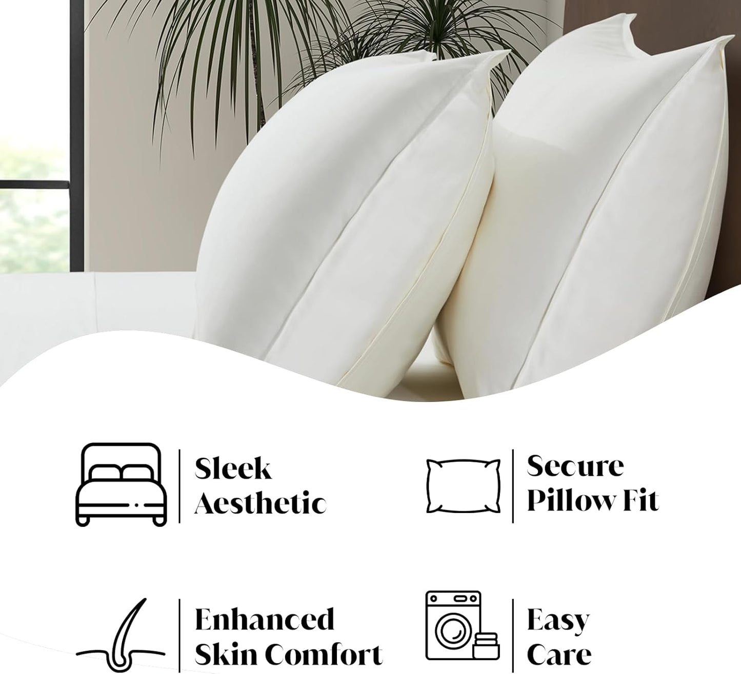 Luxury Bamboo Market | King Envelope Pillowcase Set | 100% Viscose Made from Bamboo | Organically Grown | Ultra Soft | Cooling | 2pcs [Opulent Ivory]