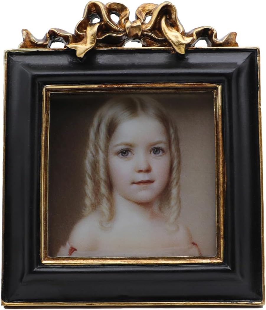 SYLVIA'S SHOP 3x3 Small Vintage Picture Frame, Mini Antique Ornate Square Photo Frame, for Tabletop and Wall Display, Retro Home Decor, Photo Gallery Art, Black and Gold