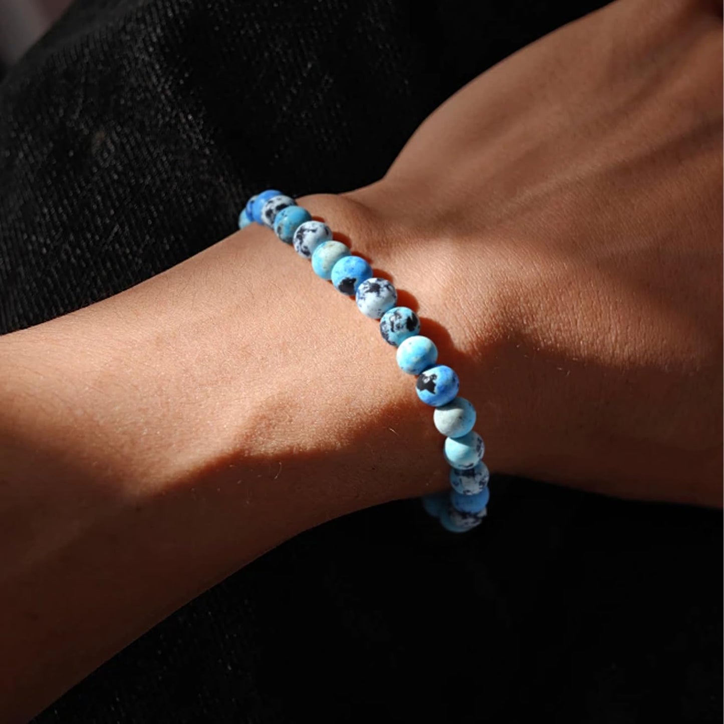 PZTIIY Natural Energy Healing Stone Charm Bracelet 6mm Natural Energy Healing Lava Rock Bracelet - Unisex (Small)