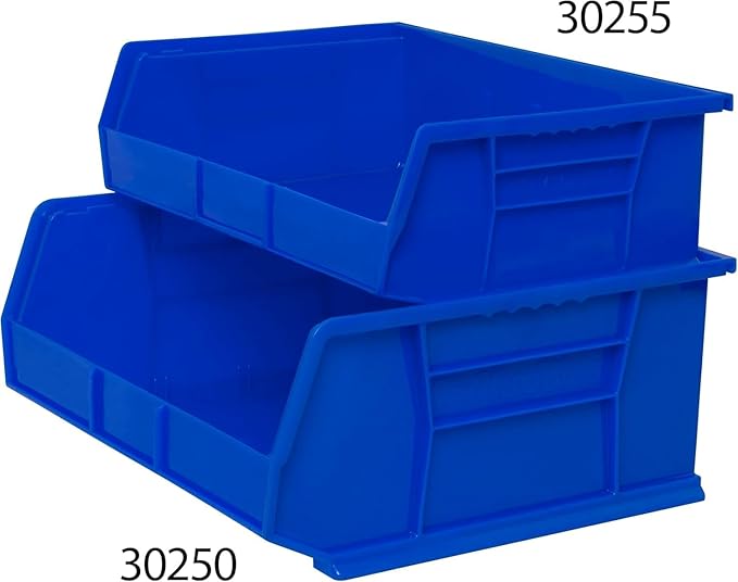 Akro-Mils 30250 AkroBins Plastic Storage Bins, Space-Saving Stackable Bins for Garage, Pantry, Craft Organization, 15-Inch x 16-Inch x 7-Inch, Blue, 6-Pack
