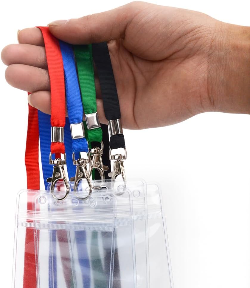 Lanyards 10 Pcs Bulk Lanyard for Id Badges Flat Black Lanyard with Badge Clip Swivel Hook (10, Green)