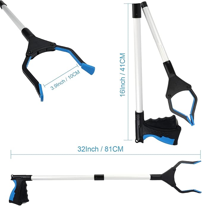 Grabber Reacher Tool, 34" Grabbers for Elderly, Lightweight Extra Long Handy Trash Claw Grabber, Mobility Aid Reaching Assist Tool for Trash Pick Up, Nabber, Litter Picker, Arm Extension (34"Blue)