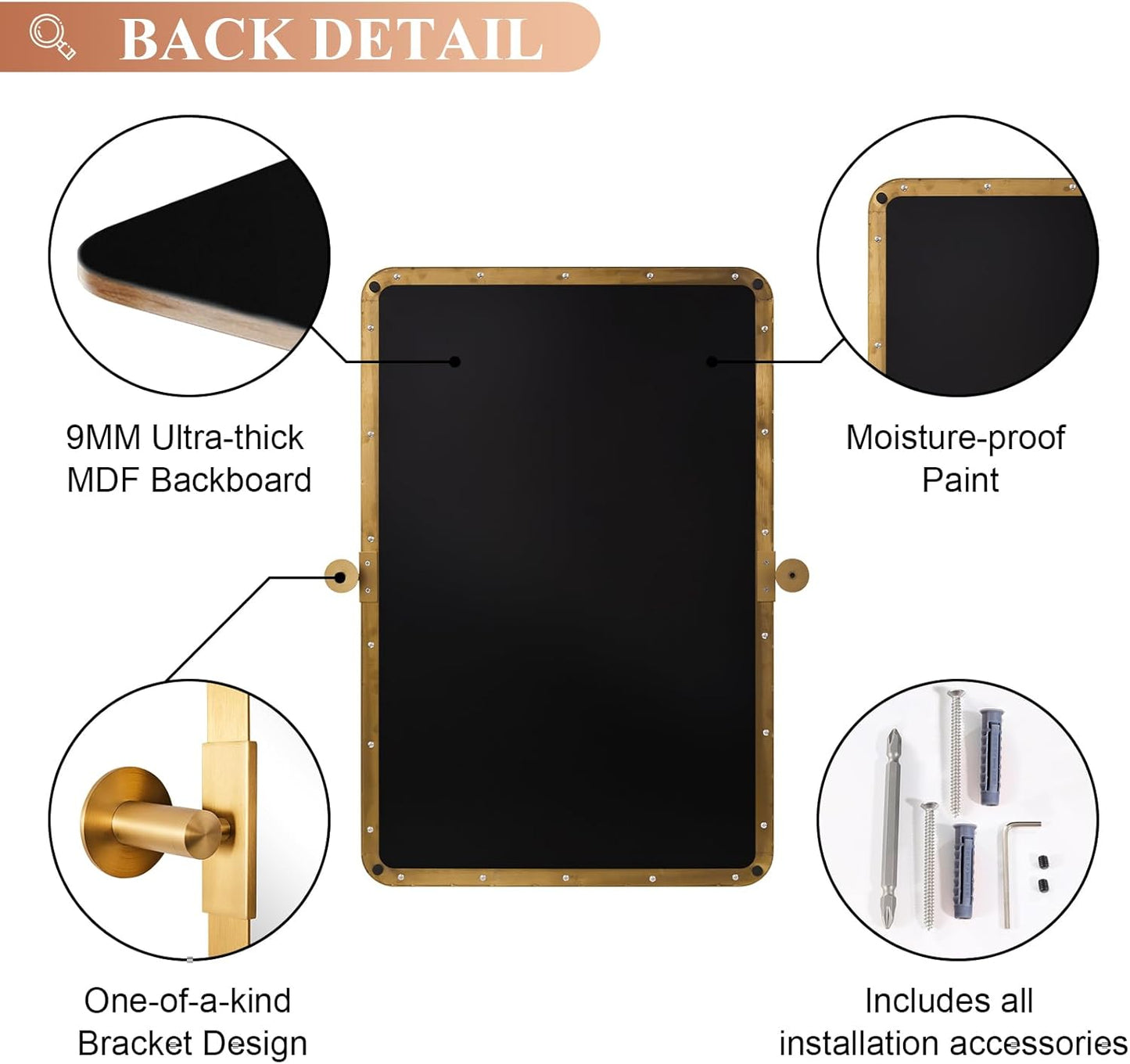 MOON MIRROR Brushed Gold Pivot Mirror,Brass Tilt Vanity Rectangle for Bathroom, Overall 26.33 x 30 in (Mirror 22x 30 in)