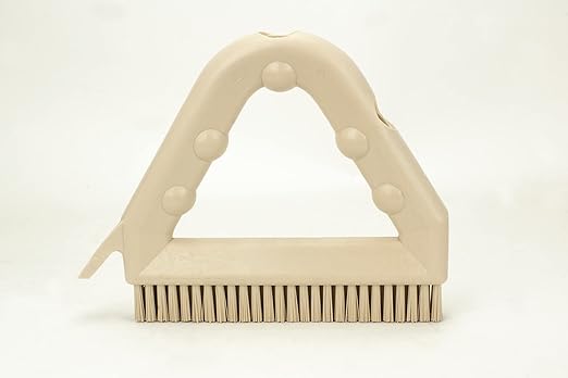 SPARTA Plastic Commercial Grout Brush, Triangle-Shaped Scrub Brush with Scraper and Two Threaded Holes for Attaching Handle (Sold Separately), 9 x 7 x 7 Inches, Tan