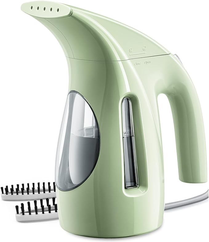 HiLIFE Steamer for Clothes, Portable Handheld Design, 240ml Big Capacity, 700W, Strong Penetrating Steam, Removes Wrinkle, for Home, Office and Travel(ONLY FOR 120V)(Green)