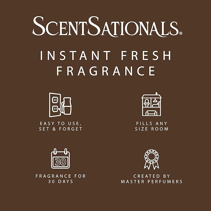 Scentsationals Fragrance Oil Plug In Air Freshener Refills 3-Pack - Spiced Vanilla Swirl - Works with Scentsationals Wall Plugs, Long-Lasting Home Fragrance, 0.8 fl oz Each, Packaging May Vary