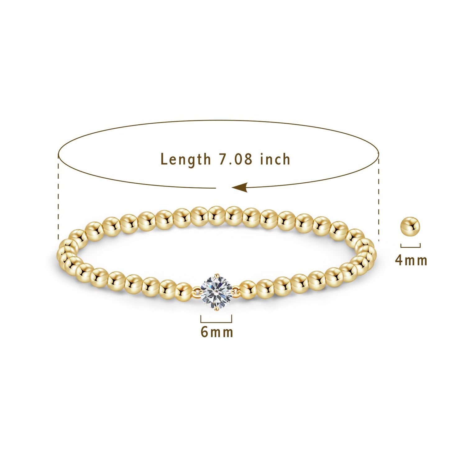 Free Bird Gold Bracelets for Women 14K Gold Plated Stretch Bracelets Dainty Beaded Bracelets Jewelry Gifts for Women, pulseras de oro 14k puro para mujer