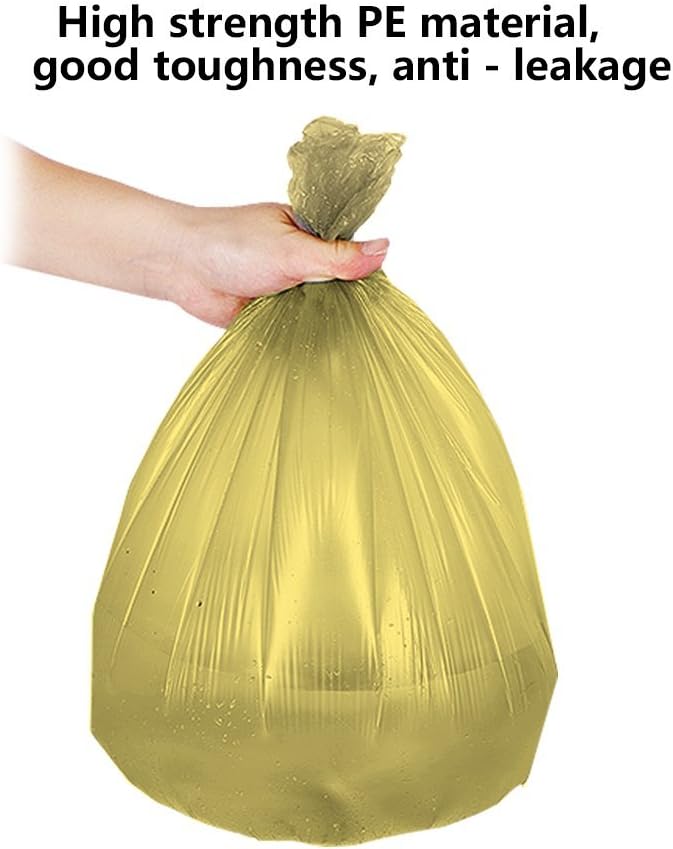 5 Rolls Small Trash Garbage Bags, 4 Gallon Strong Thin Material Disposable, Kitchen, Durable Plastic Trash Bags for Office Home Bedroom Garden Waste Bin, 100 Counts (Golden)