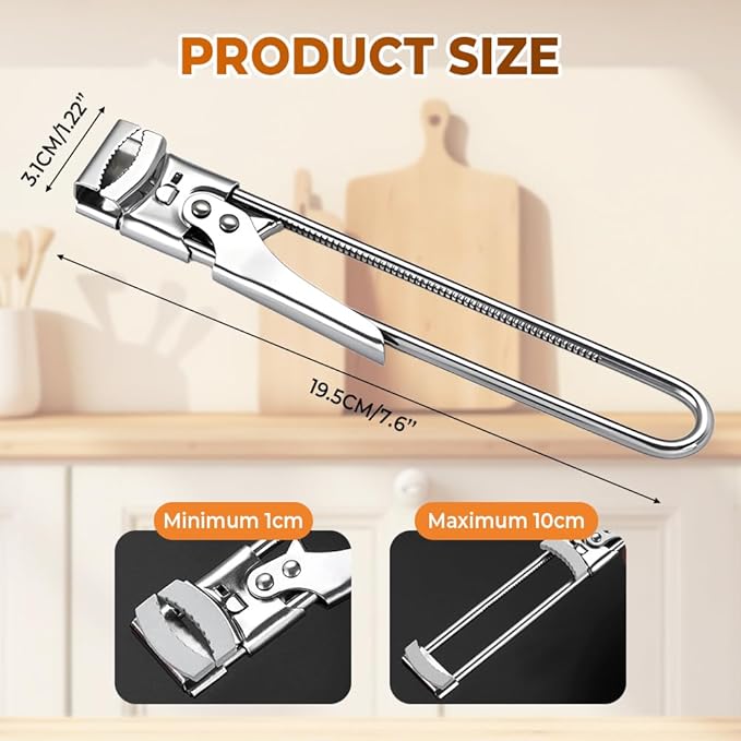 Adjustable Stainless Steel Jar Opener, 2026 New Multifunctional Stainless Steel Can Opener, Jar Lid Opener for Weak Hands, Manual Jar Lid Gripper Bottle Opener Kitchen Accessories(2PCS)