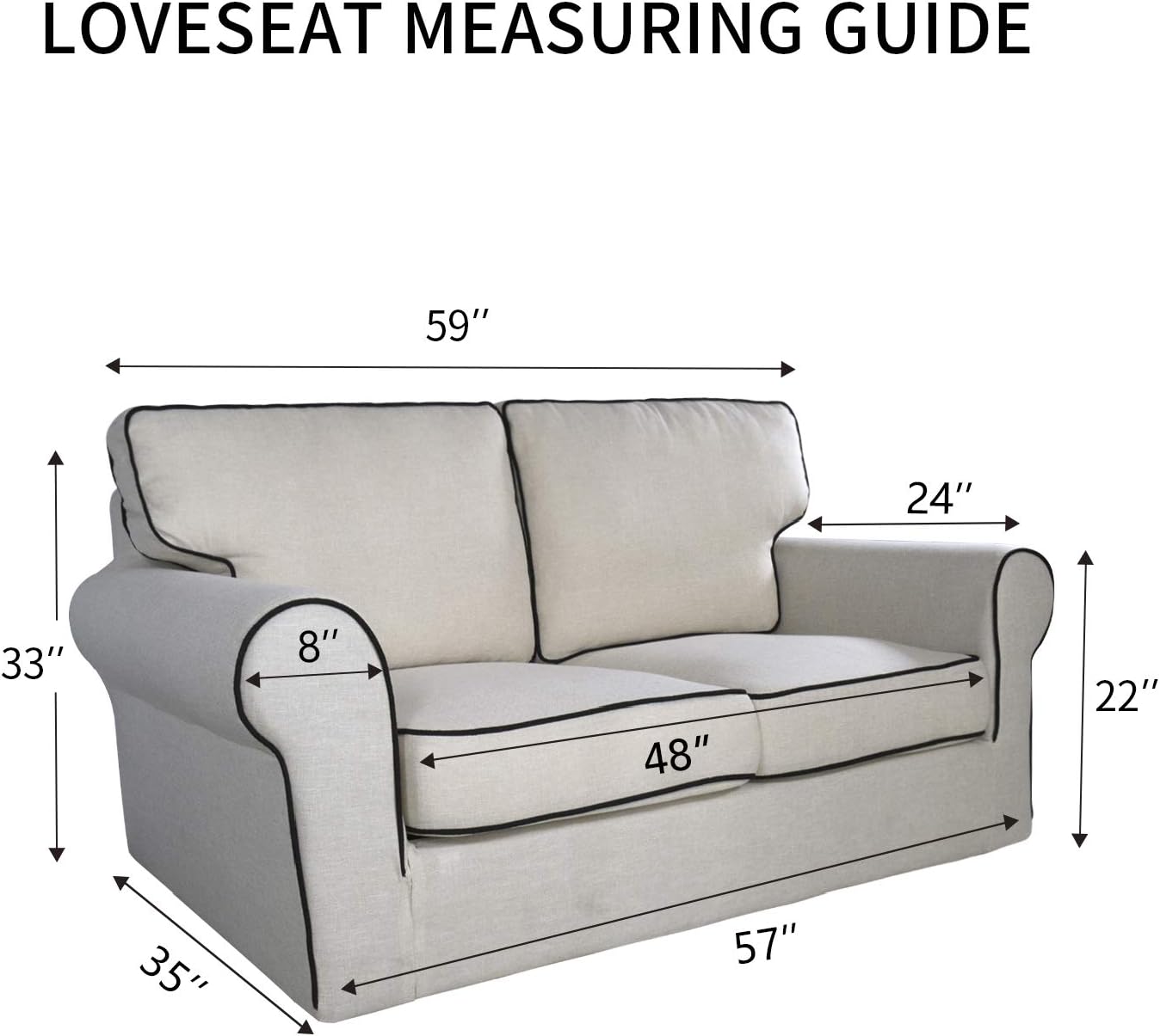 PureFit Reversible Sofa Cover Water Resistant Loveseat Couch Cover, Machine Washable Furniture Cover with Non-Slip Foam and Adjustable Strap for Dogs, Pets (Loveseat, Beige/Ivory)