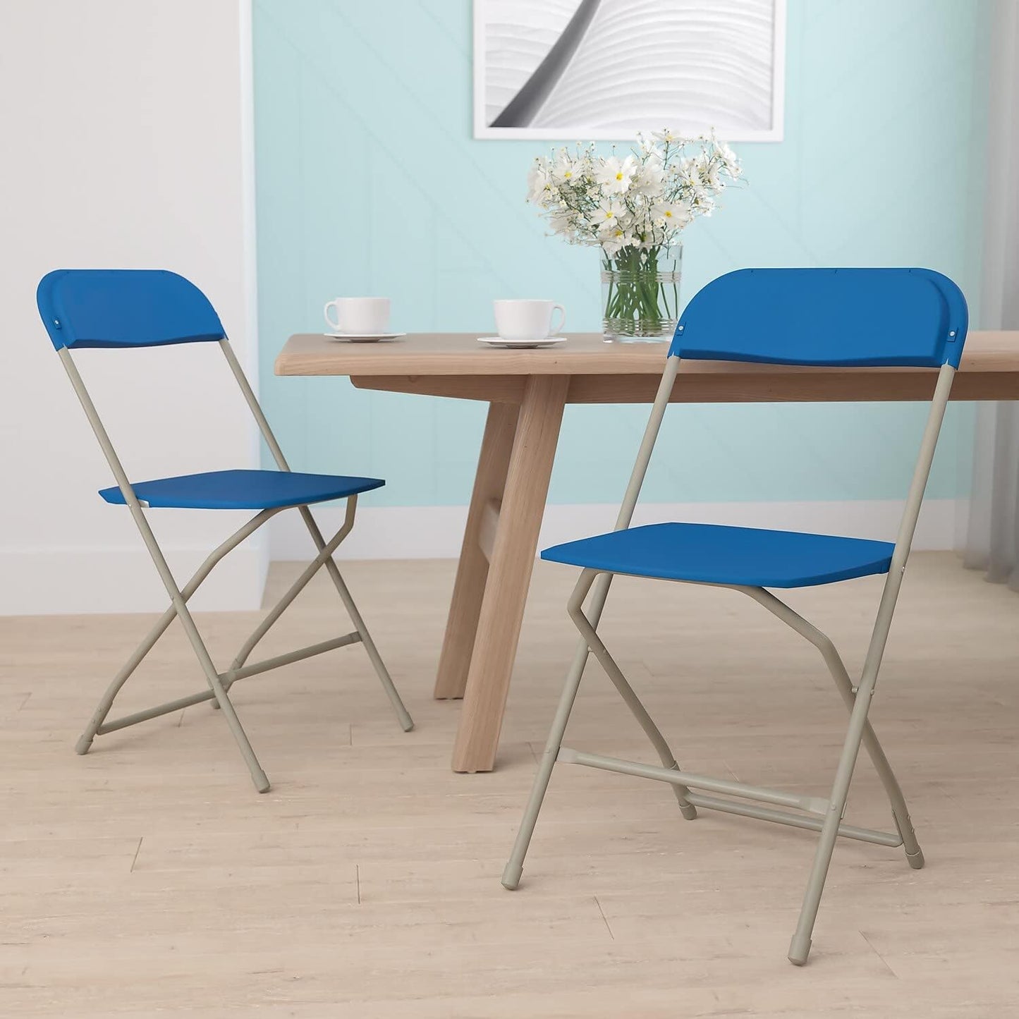 Flash Furniture Hercules™ Series Plastic Folding Chair - Blue - 2 Pack 650LB Weight Capacity Comfortable Event Chair-Lightweight Folding Chair