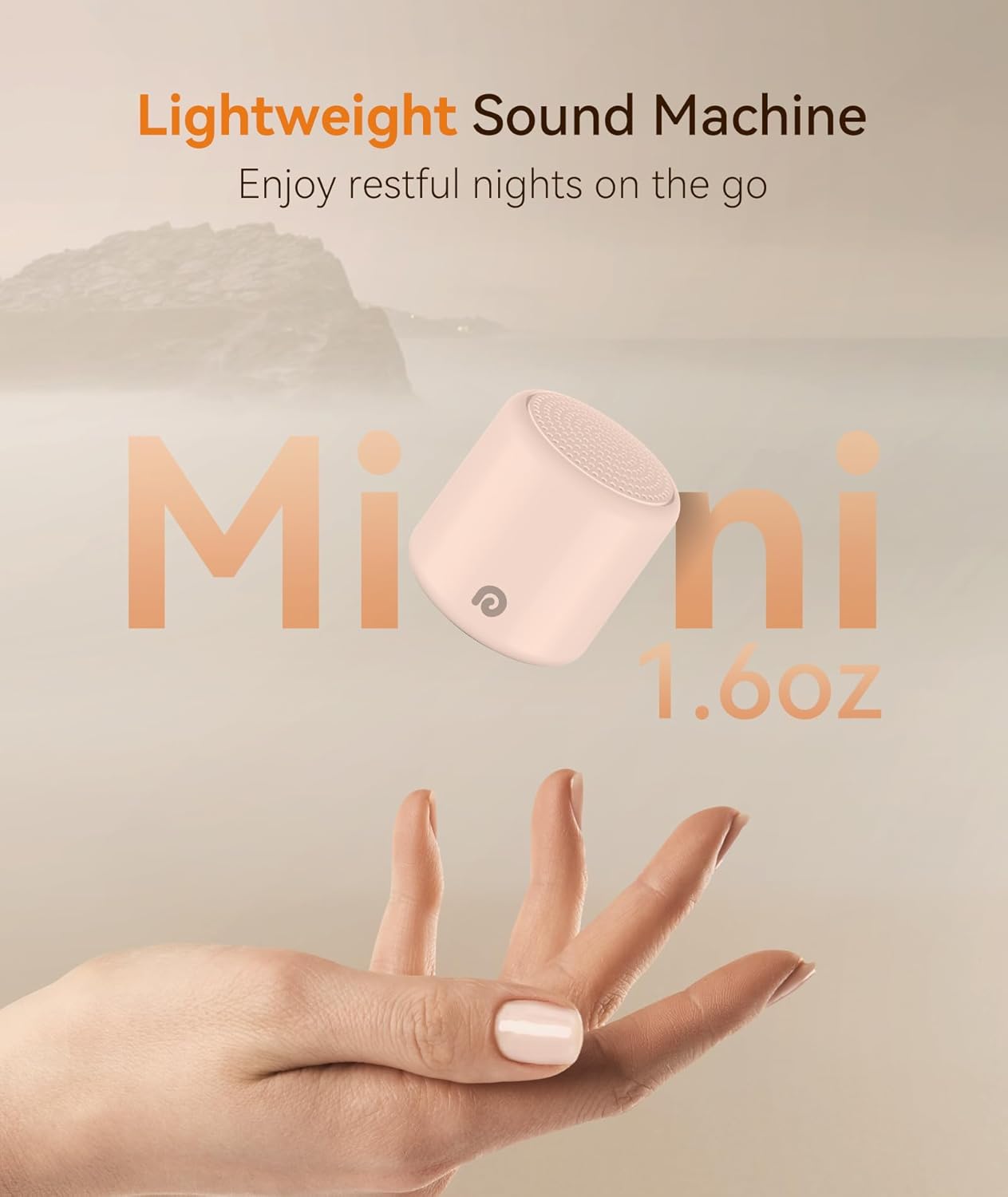 Dreamegg Travel White Noise Machine - Portable Sound Machine for Baby Adults, Travel Sound Machine for Sleep, 16 Nature Sound, Timer, White Noise Machine for Sleeping Gift, Pink
