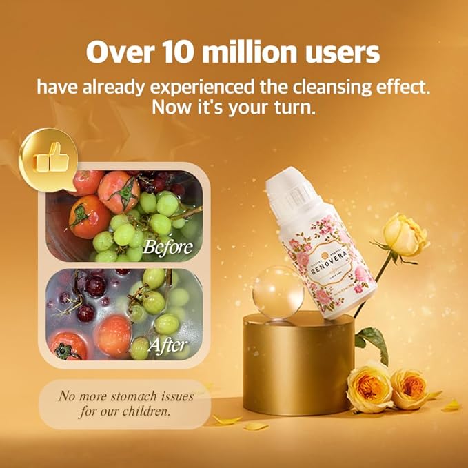 Fruit & Vegetable Wash | 1 Bottle Lasts 1 Year, Gentle Enough for Baby Food, Single Ingredient, Removes Residues, Calcium Helps Keep Produce Fresh 20x Longer