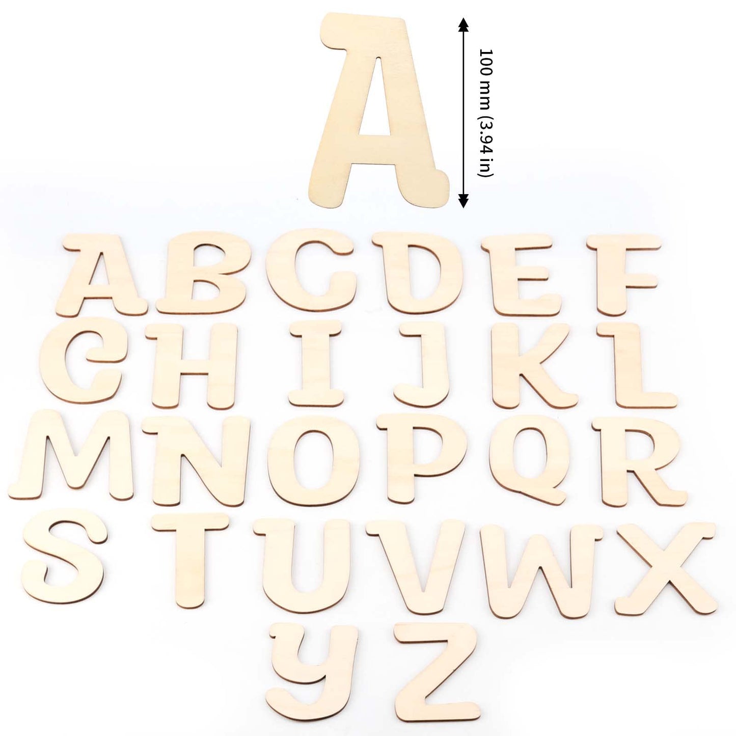 JAPCHET 104 Pieces 4 Inch Wood Wooden Letters, Unfinished Decorative Paintable Wood Craft Alphabet Cutout Capital Wooden Letters for Painting, Home Wall Door Decor, Crafts, DIY Project