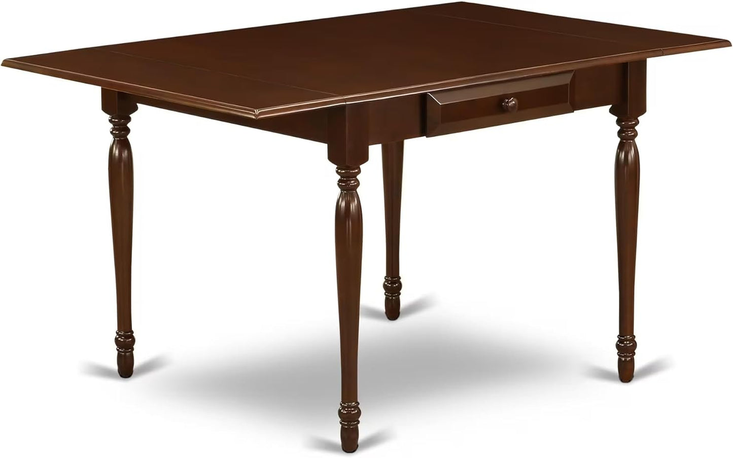 East West Furniture MZCL5-MAH-W 5 Piece Dining Room Table Set Includes a Rectangle Dining Table with Dropleaf and 4 Wood Seat Chairs, 36x54 Inch, Mahogany