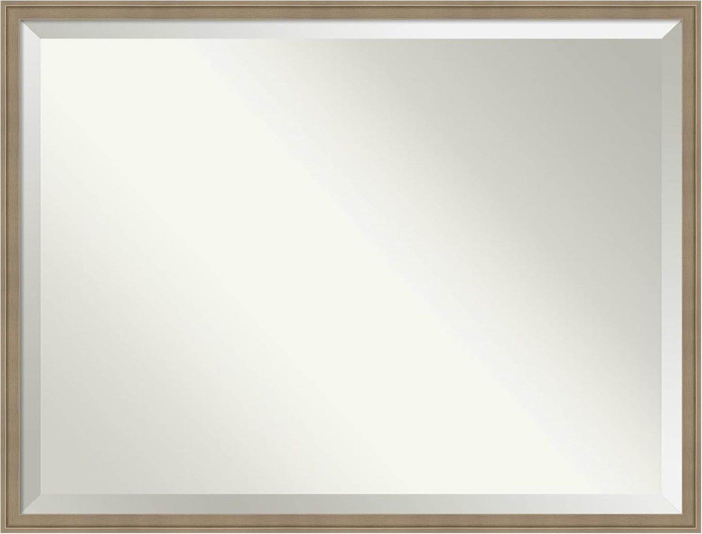 Amanti Art Brown Wall Mirror 32x42 Florence Light Brown Rectangle Bathroom Mirror for Wall Decor Living Room, X-Large Casual Frame, Hangs Horizonally and Vertically, Bathroom Decor, Beveled Edge