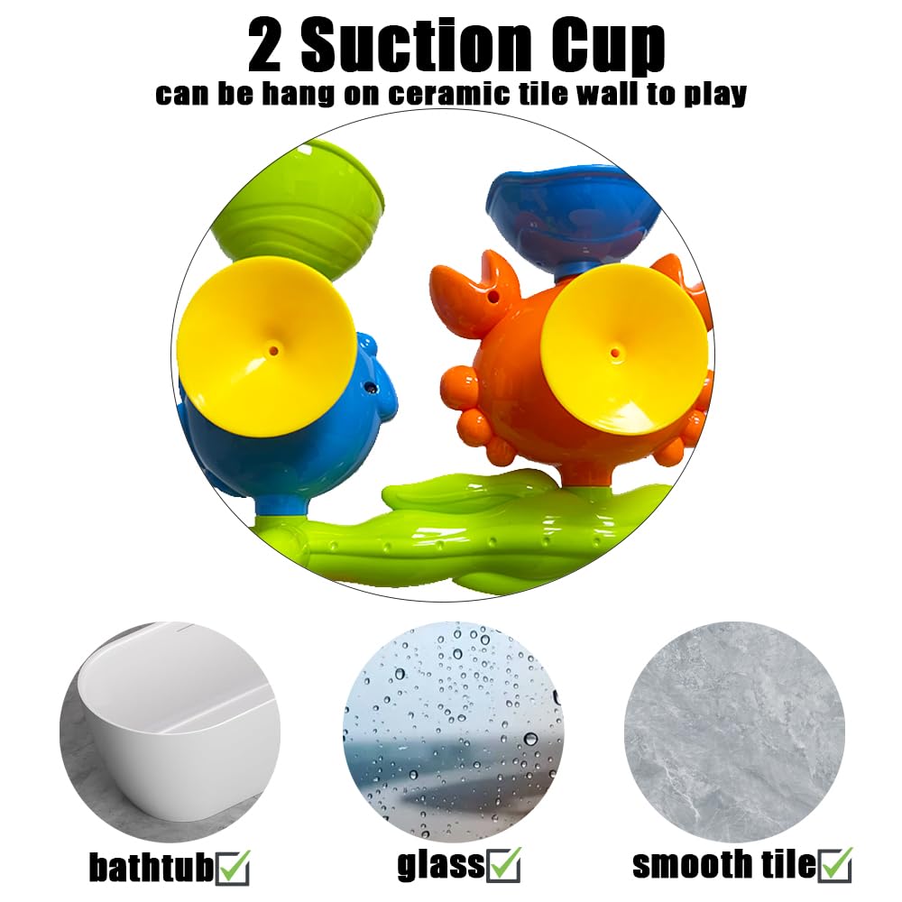 Baby Bath Toys for Kids Ages 1-3, Crab Bathtub Water Toys for Toddler 2-4, Mold Free Bath Toys W/ Suction Cup for Babies 6-12 Months Boys Girls Infant Gifts (Orange)