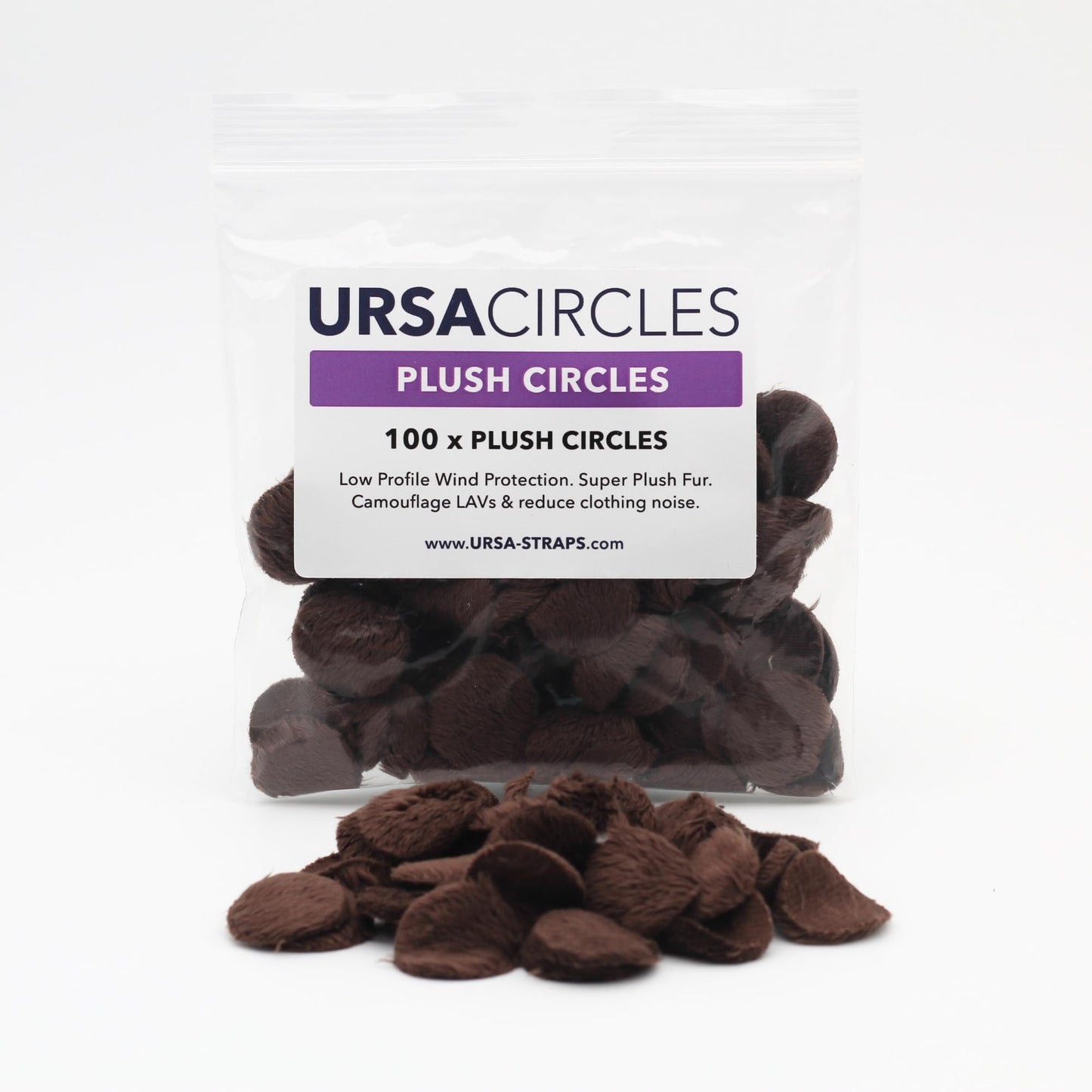 Ursa Plush Circles - 5Mm Length Short Fur Lav Covers. Reusable & Super Soft. 25Mm Diameter (100X Circles, Brown)