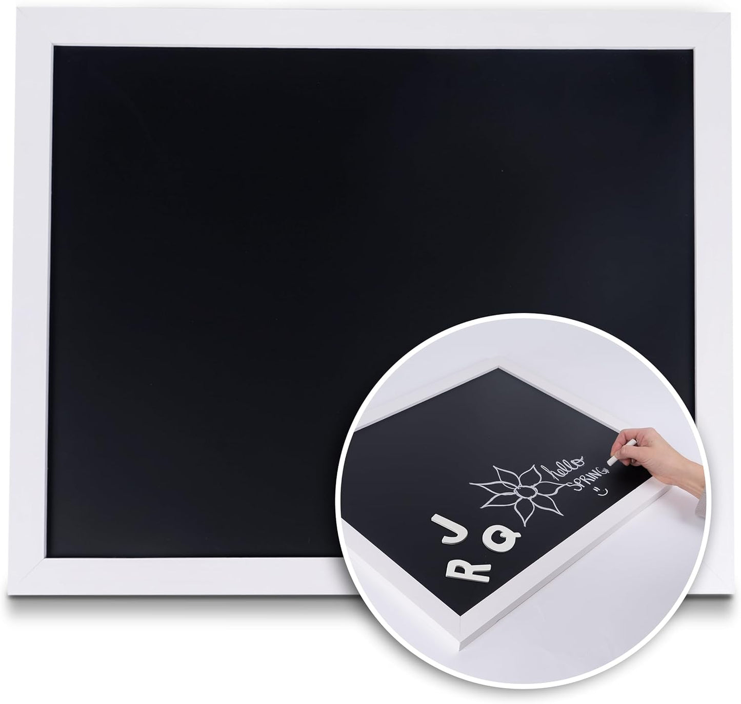 Loddie Doddie Magnetic Chalk Board - 18 x 22 in White Frame - Stain-Resistant Easy-Erase for Wall Chalkboard - Hang Photos & Notes on Magnetic Board - Interactive Kids Chalkboard for Creative Fun