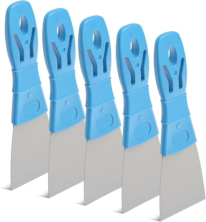 5PCS Putty Knife Scraper Set, 2inch Stainless Steel Paint Scraper, Spackle Knives, Taping Knife Tool for Repairing Drywall, Removing Wallpaper, Applying Mud or Plaster