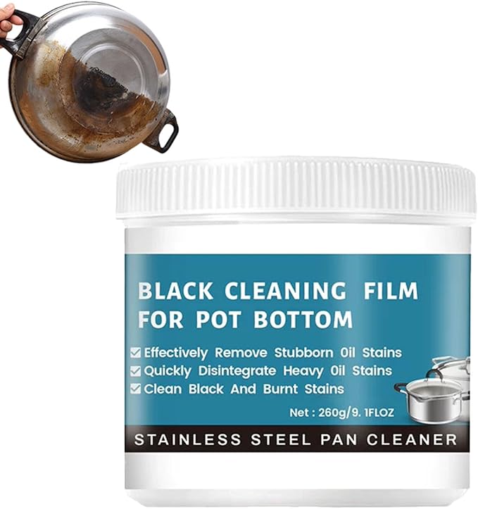 Powerful Burnt Residue Remover Paste for Cookware,Burnt-On Grease Remover,Grease Removers for Kitchen,Burnt Pans Cleaner,Removes Stubborn Stains On Stainless Steel,Cast Iron Pots