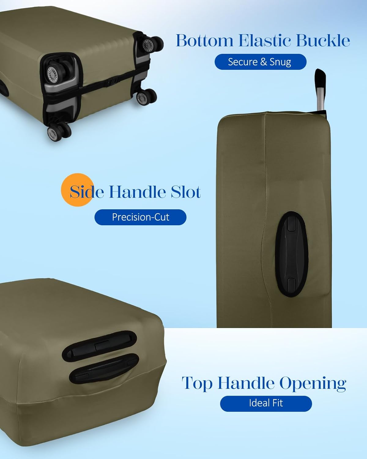 Slohif Luggage Cover for Suitcase Tsa Approved Protector - Luggage Sleeve Suit Case Cover Travel Stretch Large Baggage Case Protective Washable Fit 26-28 Inch Green
