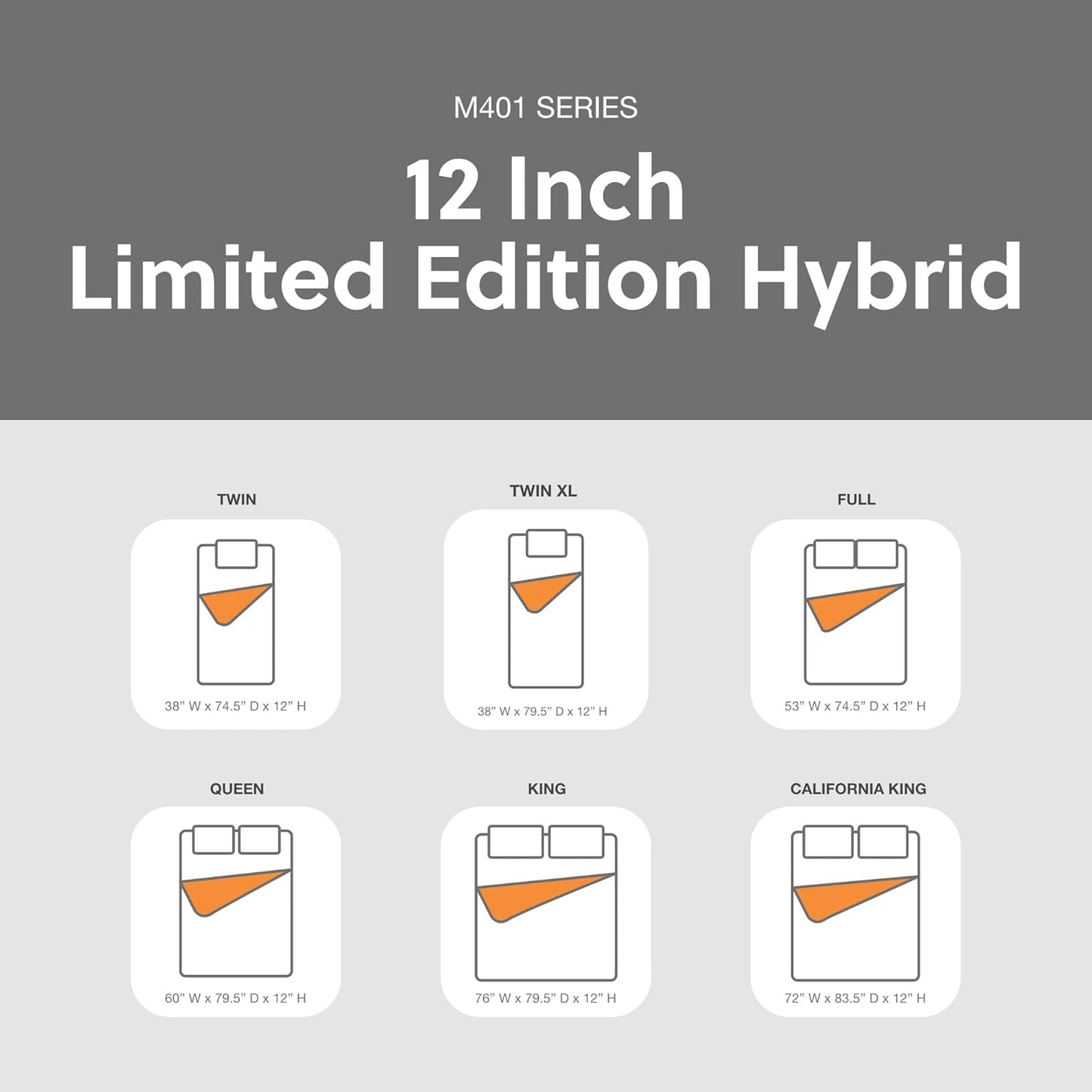 Signature Design by Ashley Limited Edition Firm 12 Inch Hybrid Mattress with Gel Memory Foam and Edge Support for Cool Sleep and Pressure Relief, King, Fiberglass Free, Mattress In A Box