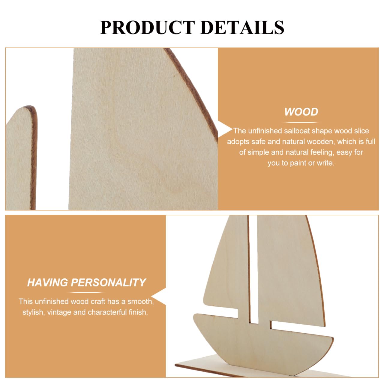EXCEART 10 Pcs Sailboat Shape Wood Slices Unfinished Rustic Wooden Embellishments for DIY Crafts Home Nautical Decor 5.8X1.7X7.0in