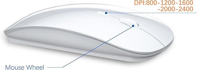 Wireless Keyboard and Mouse Ultra Slim Combo, TopMate 2.4G Silent Compact USB 2400DPI Mouse and Scissor Switch Keyboard Set with Cover, Batteries Included, for PC/Laptop/Windows/Mac - White