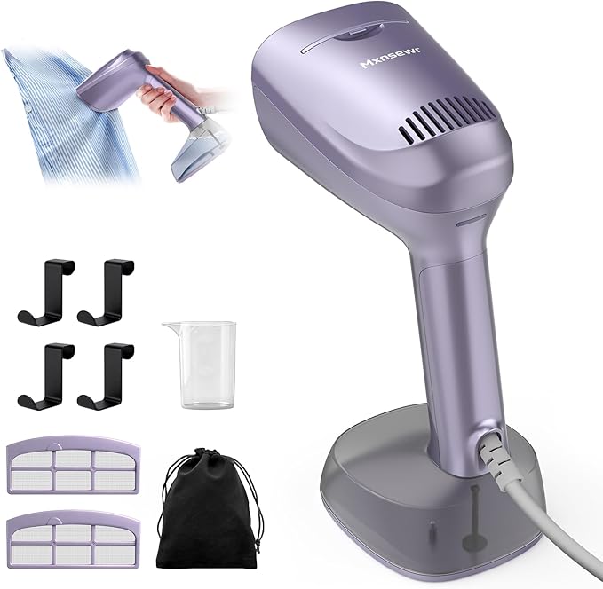 Vacuum Steamer for Clothes, Handheld Travel Garment Steamer with 3500Pa Suction and 400ml Big Capacity, 2-in-1 Steamer ＆ Iron with Large Ceramic Heat Panel, 110v-120v