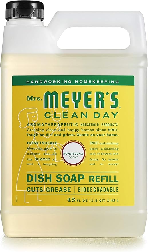 MRS. MEYER'S CLEAN DAY Liquid Dish Soap Refill, Honeysuckle, 48 fl. oz