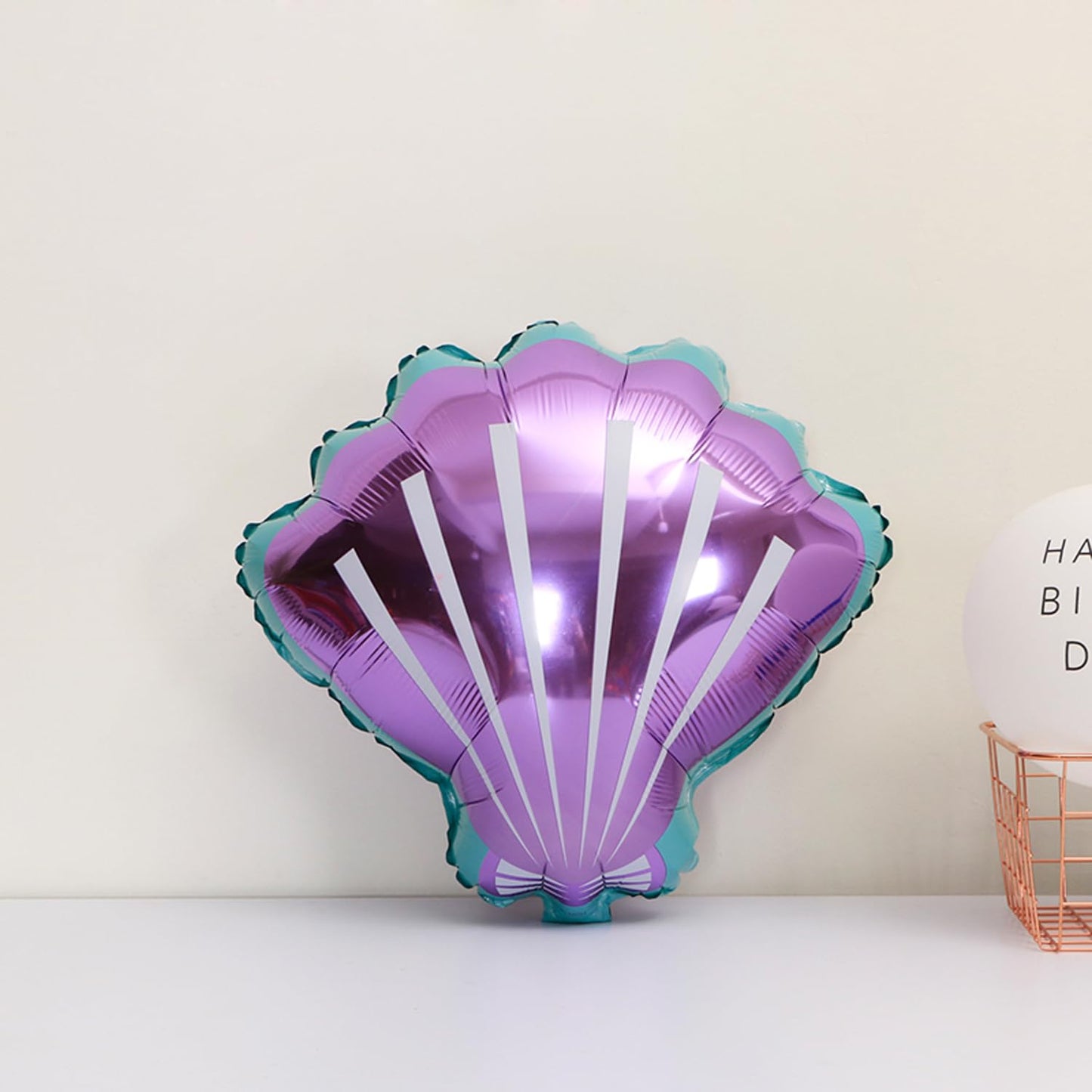 Mermaid Birthday Decorations for Girls Age 3-7, Purple Blue Pink Mermaid Theme Party Supplies with Large Shell Foil Balloons, Banner, Heart and Star Balloons for Kids Baby Shower (4th)