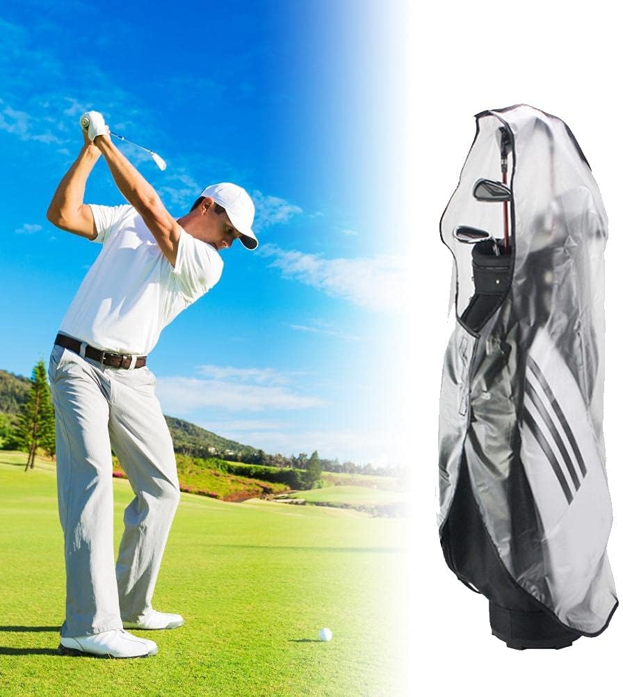 Golf Bag Rain Cover, Transparent Waterproof Rain Cover Water Windproof Translucent PVC Golf Cart Travel Bag Rain Cover Portable Golf Rain Cover for Golf Bags Push Carts