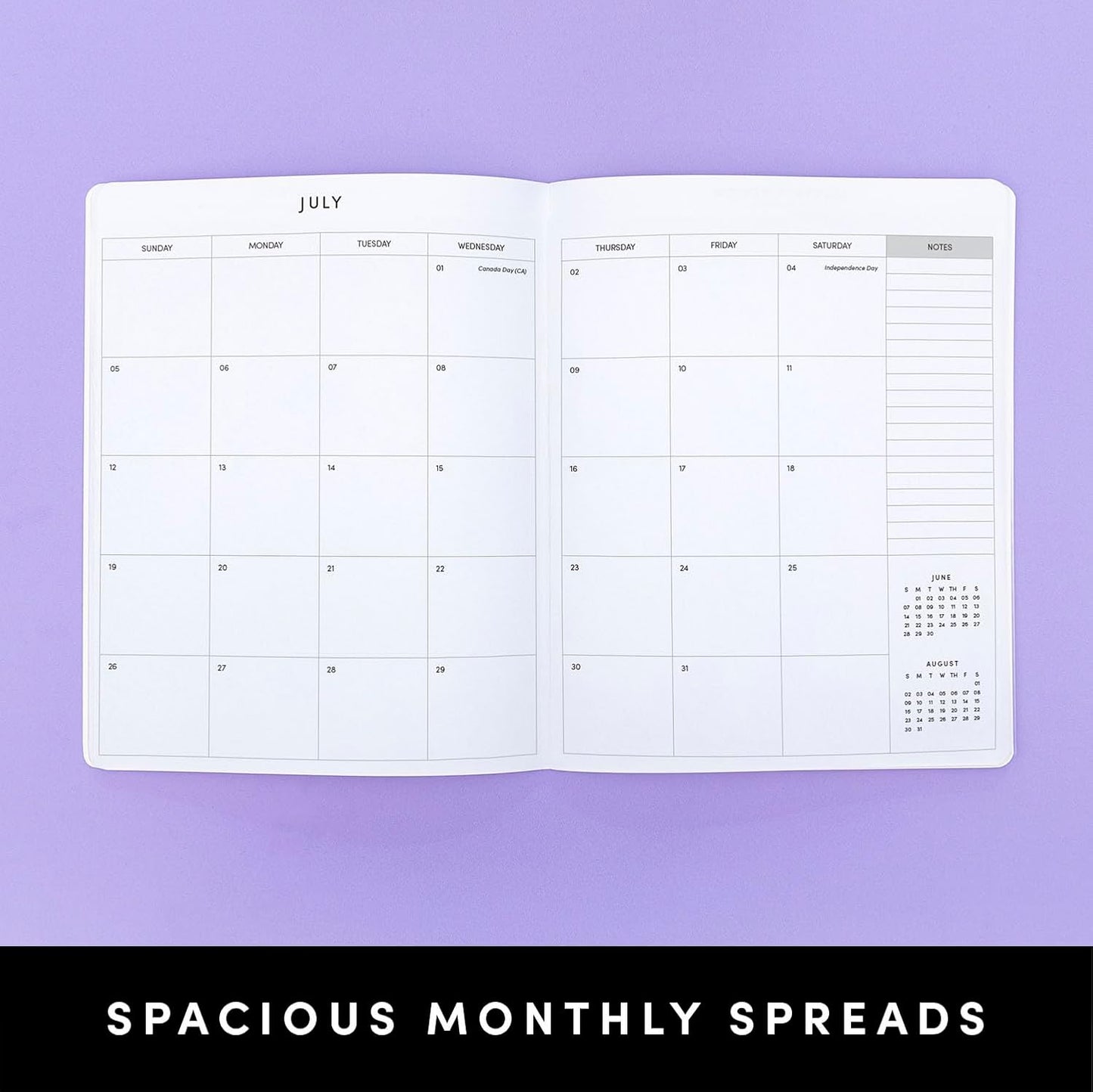 PAPERAGE 2026 Monthly Planner, 12 Months (January 2026 - December 2026), 8 in x 10 in, 2026 Planner with Large Monthly Spreads & Calendar Views, Note Pages, To Do Lists & Trackers, – Bright Stripes