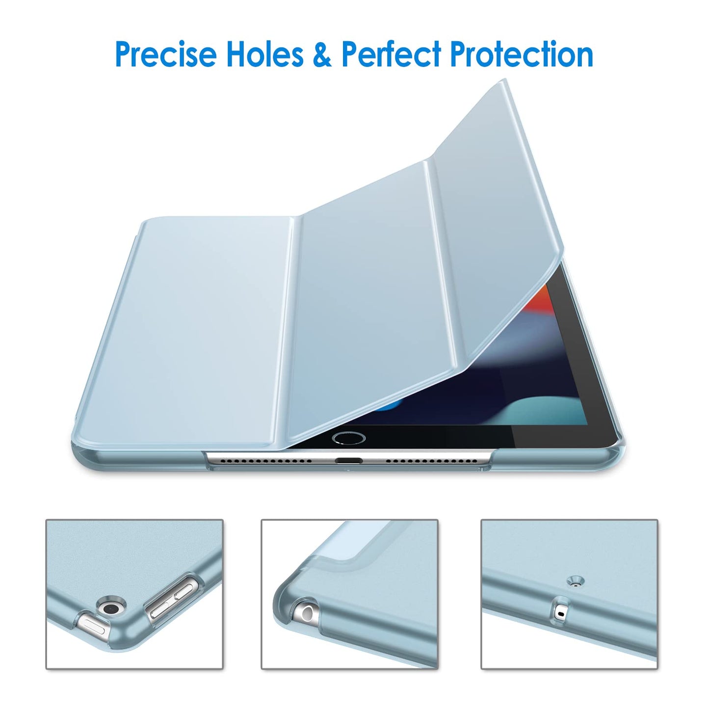 Jetech Case For Ipad 10.2-Inch (2021/2020/2019 Model, 9/8/7 Generation), Auto Wake/Sleep Cover (Light Blue)