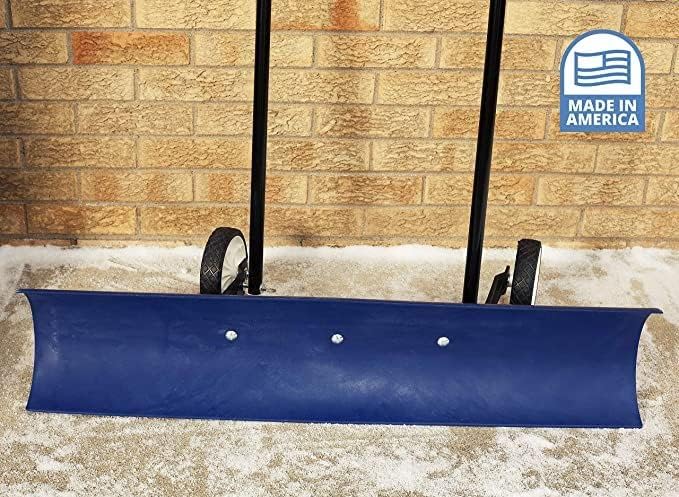 30SNC 36-inch Bi-Directional Wheeled Snow Shovel Pusher and Barn Shovel, 7.5" x 36 ", Blue