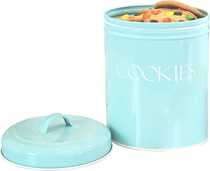 OUTSHINE Cookie Jars for Kitchen Counter | Farmhouse Mint Cookie Jar with Airtight Lids | Vintage Metal Cookie Container | Sweet Cookie Jar for Countertop
