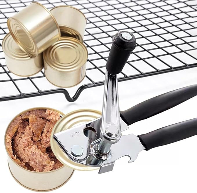 NUFR Crank Can Openers Manual,Heavy Duty Commercial Can Opener with Rubber-coated Long Handles